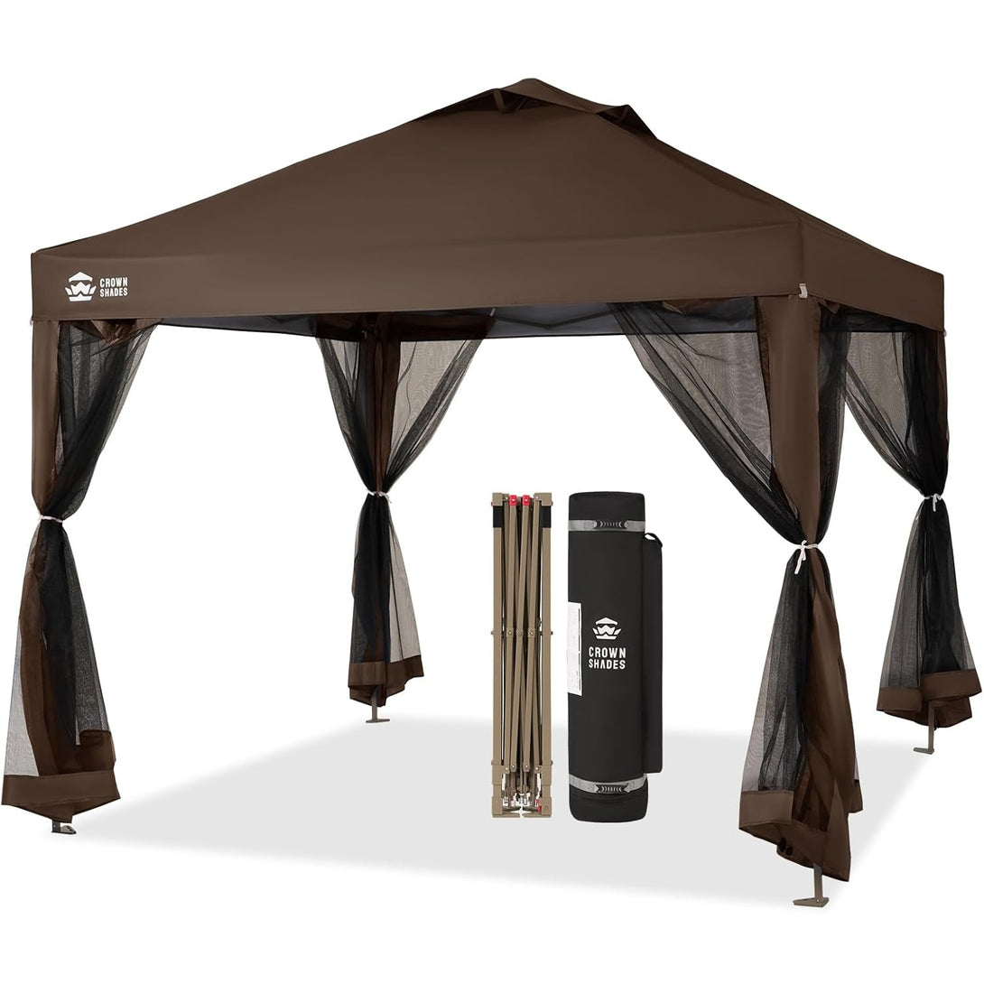 Tente pliante 10x10 avec auvent - Murs en maille