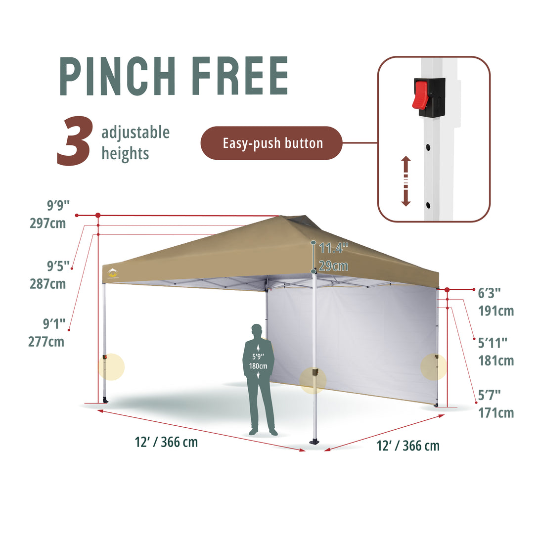 Tente pliante 12x12 et 1 paroi latérale CenterLOK™