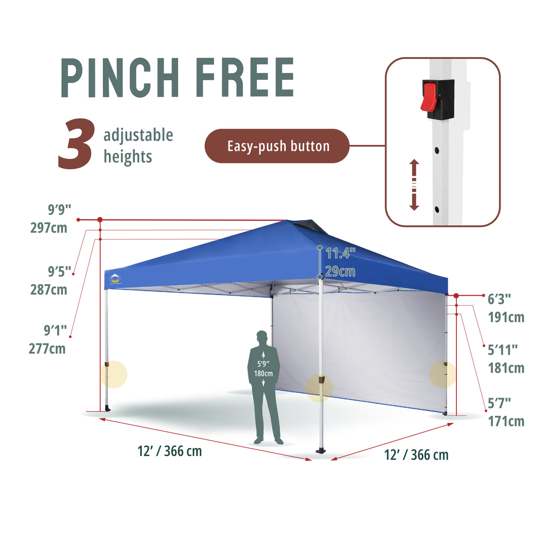 Tente pliante 12x12 et 1 paroi latérale CenterLOK™