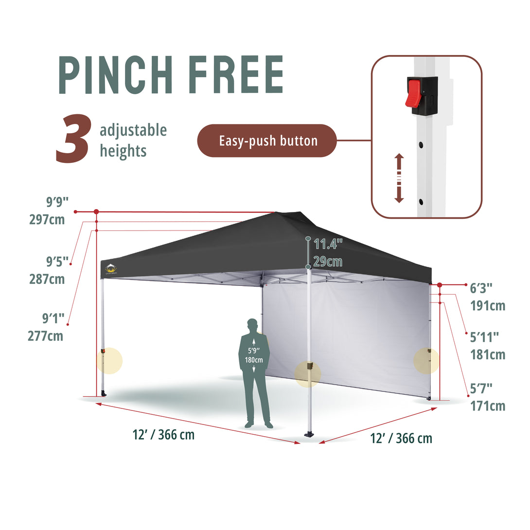 Tente pliante 12x12 et 1 paroi latérale CenterLOK™