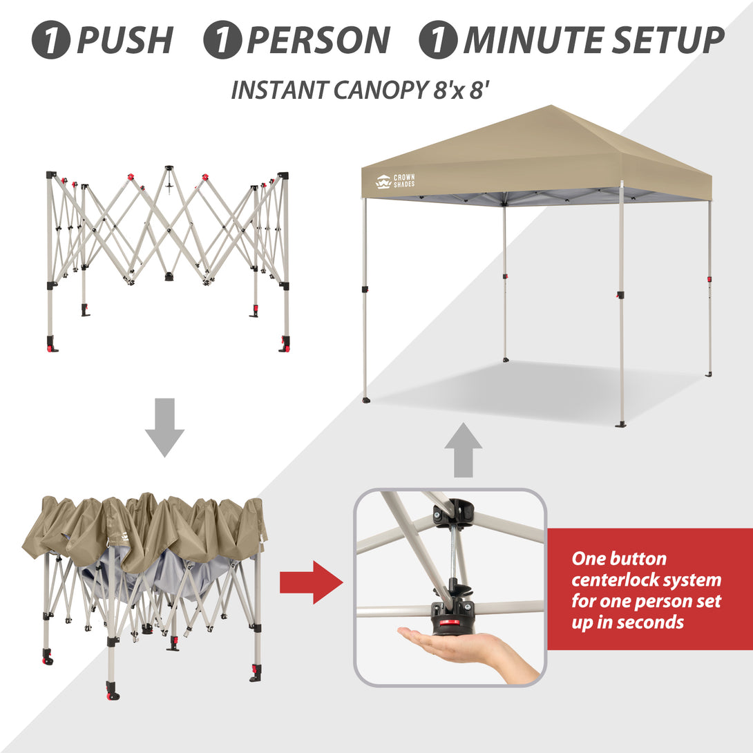 Tente pliante 8x8 et système CenterLOK™ à pression unique