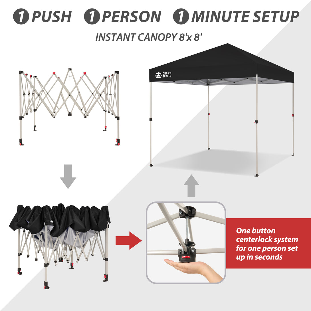 Tente pliante 8x8 et système CenterLOK™ à pression unique