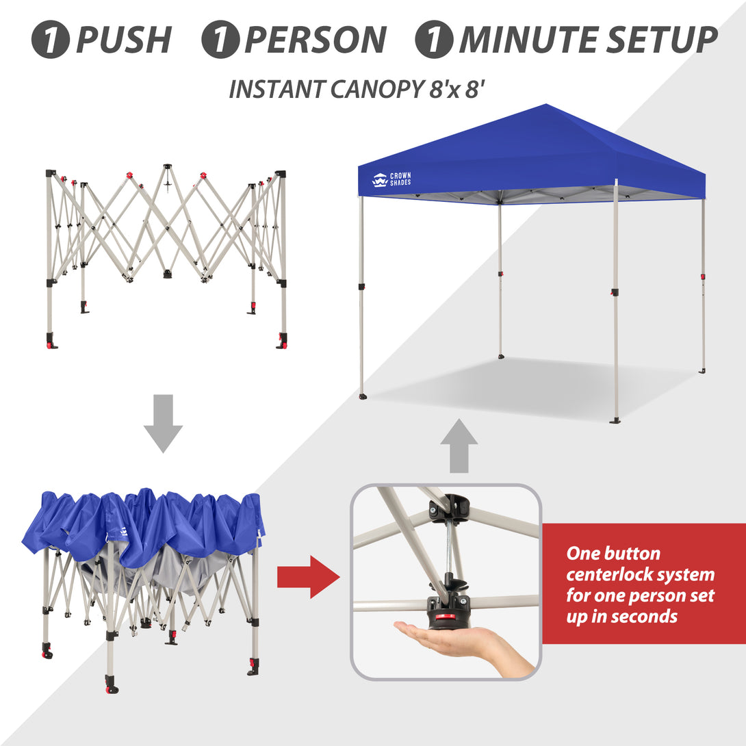 Tente pliante 8x8 et système CenterLOK™ à pression unique