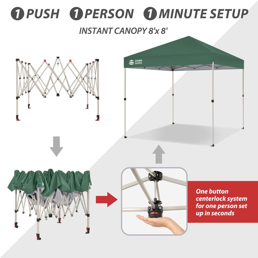 Tente pliante 8x8 et système CenterLOK™ à pression unique