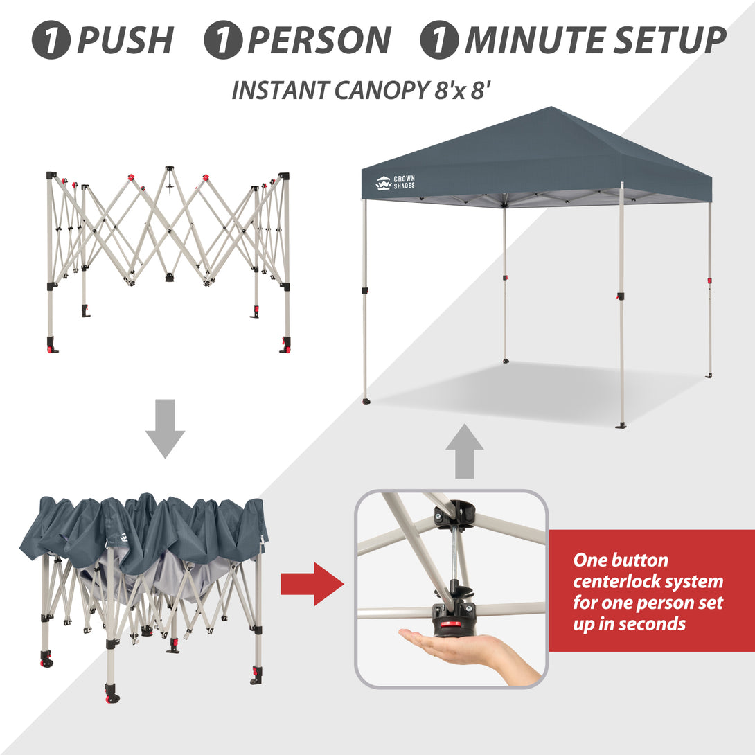 Tente pliante 8x8 et système CenterLOK™ à pression unique