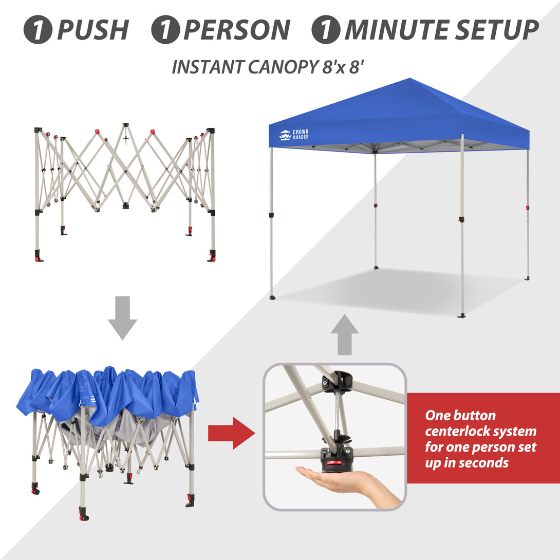 Tente pliante 8x8 et système CenterLOK™ à pression unique