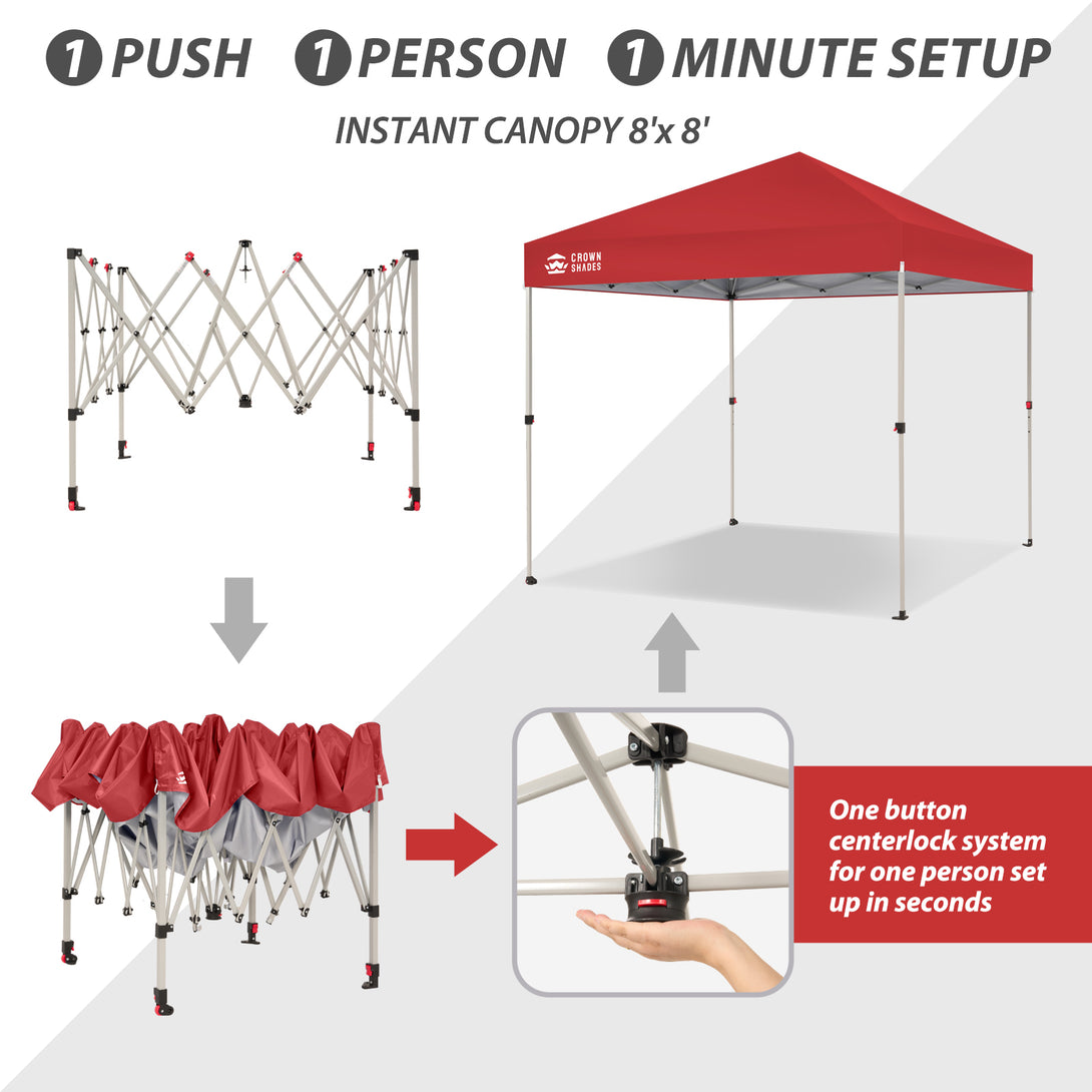 Tente pliante 8x8 et système CenterLOK™ à pression unique