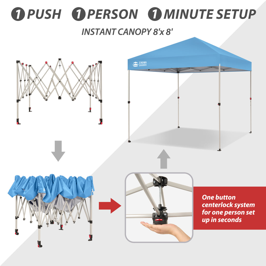 Tente pliante 8x8 et système CenterLOK™ à pression unique