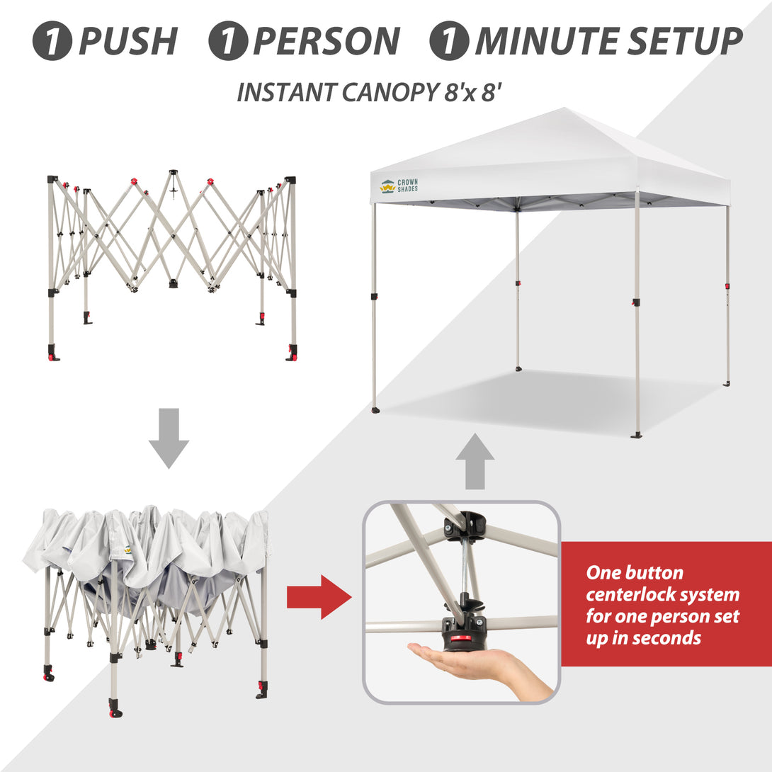 Tente pliante 8x8 et système CenterLOK™ à pression unique