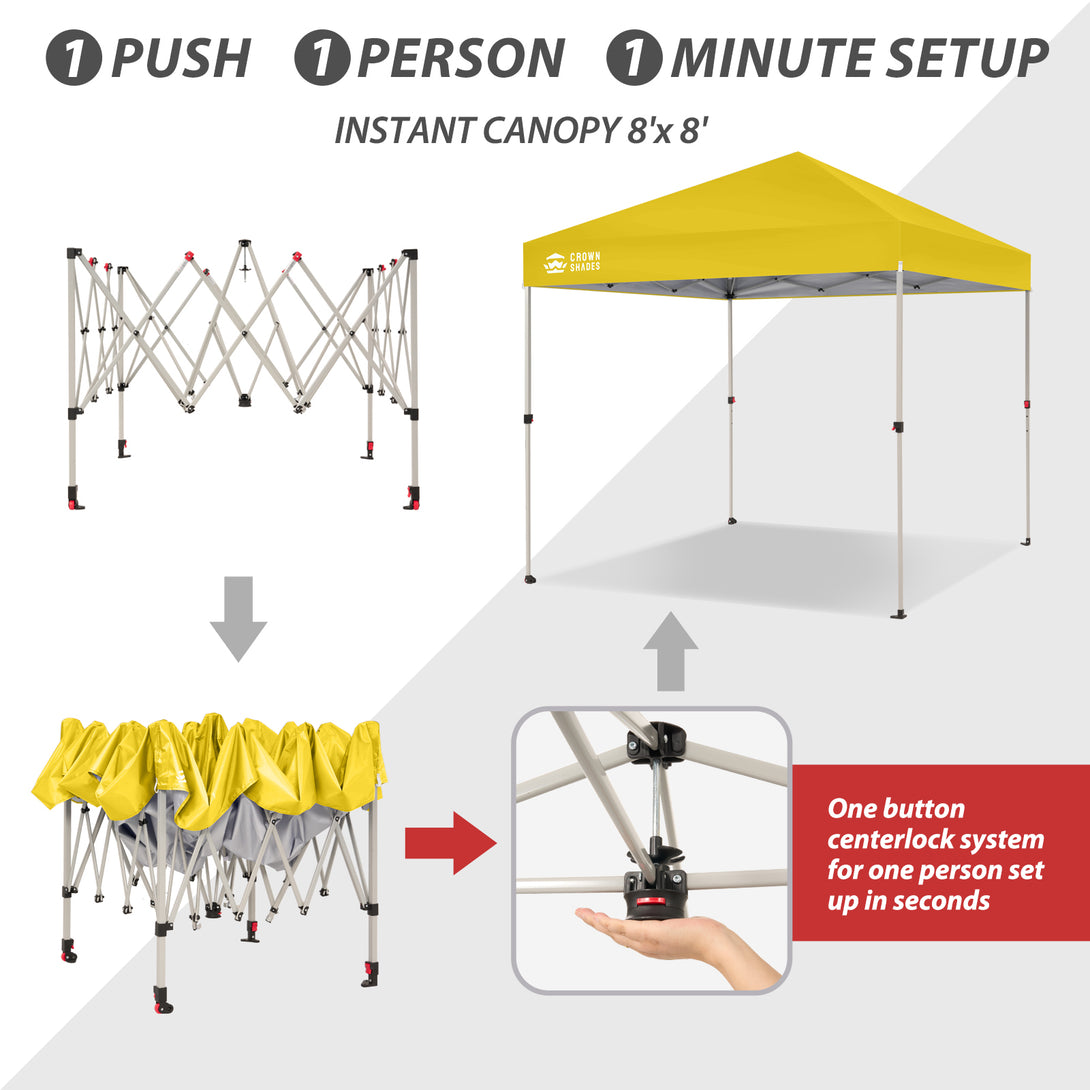 Tente pliante 8x8 et système CenterLOK™ à pression unique