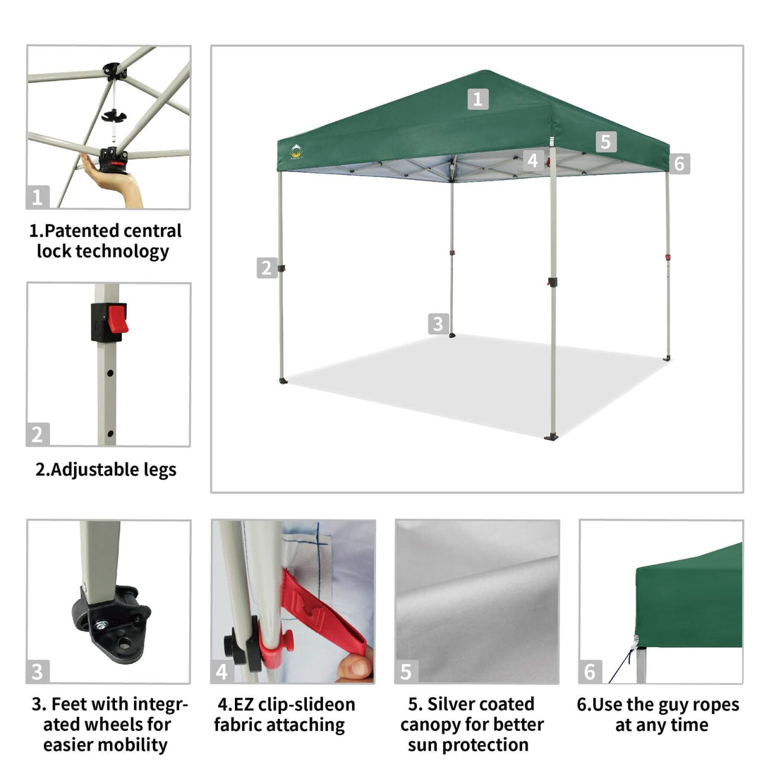 Canopée Recreational Centerlok 8x8 - Sto 'N Go, Revêtement Argenté, 150D - RS64F