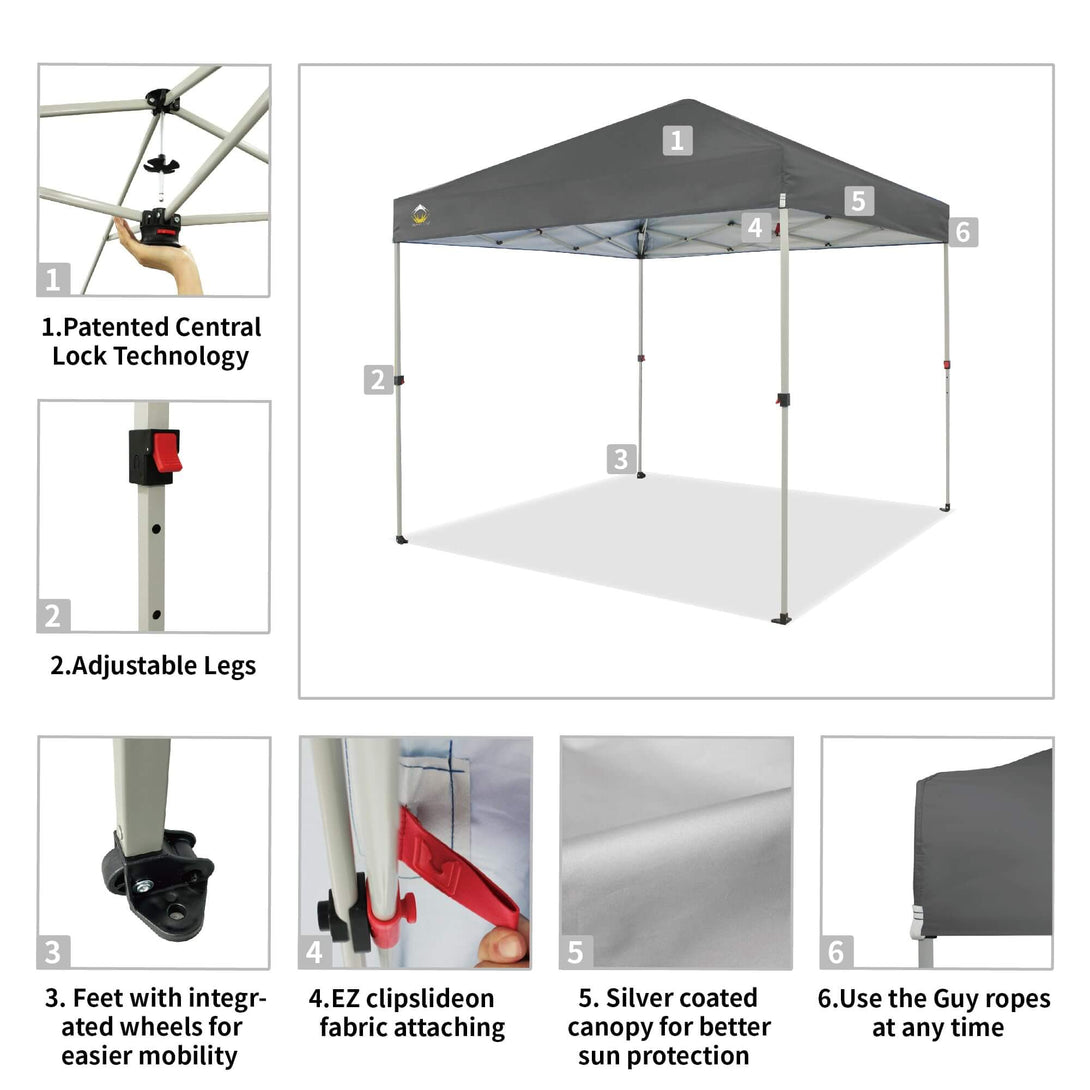 Canopée Recreational Centerlok 8x8 - Sto 'N Go, Revêtement Argenté, 150D - RS64F