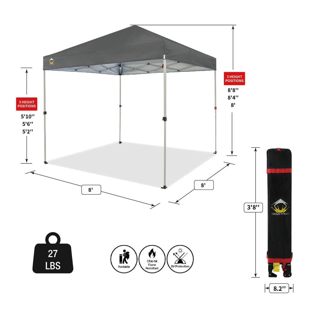 Canopée Recreational Centerlok 8x8 - Sto 'N Go, Revêtement Argenté, 150D - RS64F