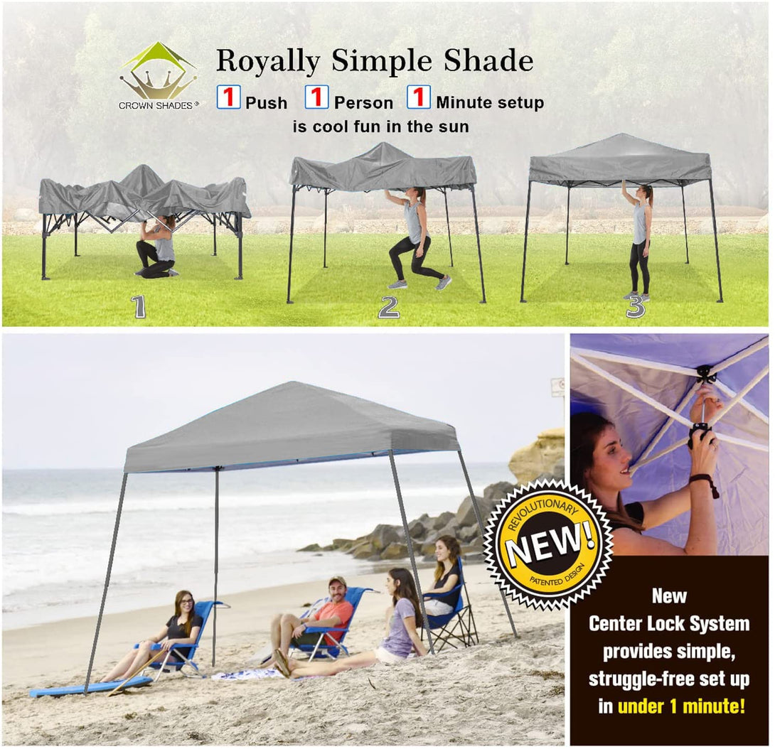 Tente de plage pop-up avec auvent à jambes inclinées 6,5x6,5
