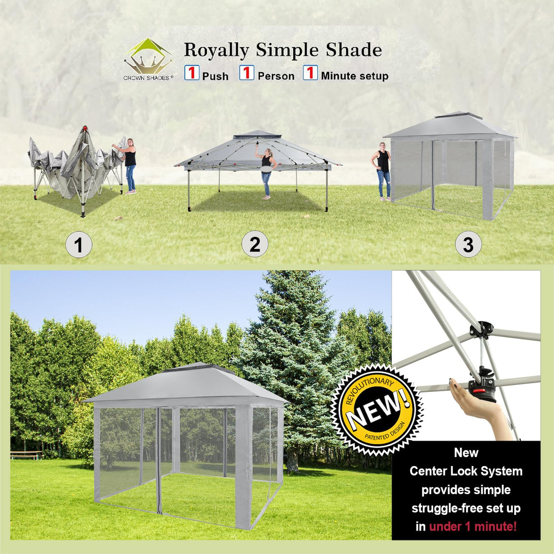 Tente de tonnelle pop-up 11x11 avec murs en maille