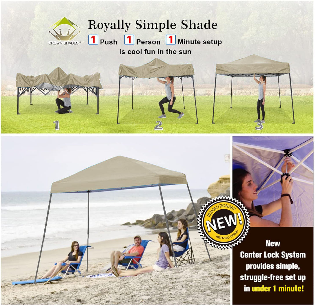 Tente de plage pop-up avec auvent à jambes inclinées 6,5x6,5