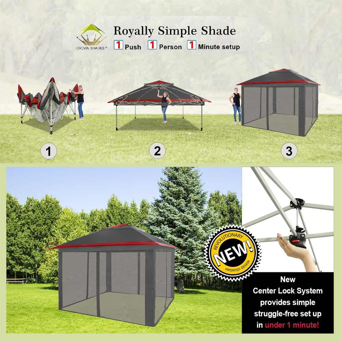 Tente de tonnelle pop-up 11x11 avec murs en maille