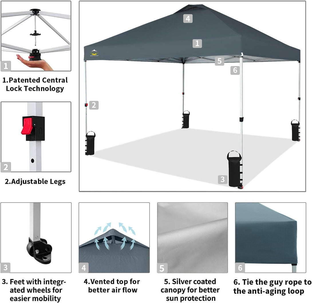 10x10 Recreational Centerlok Canopy - Sto 'N Go, Silver Coated, 150D - RM100H