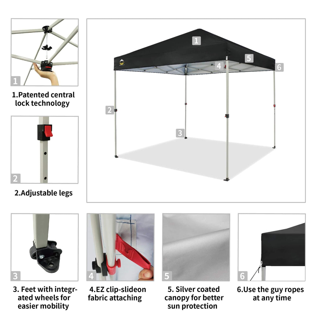 Canopée Recreational Centerlok 8x8 - Sto 'N Go, Revêtement Argenté, 150D - RS64F