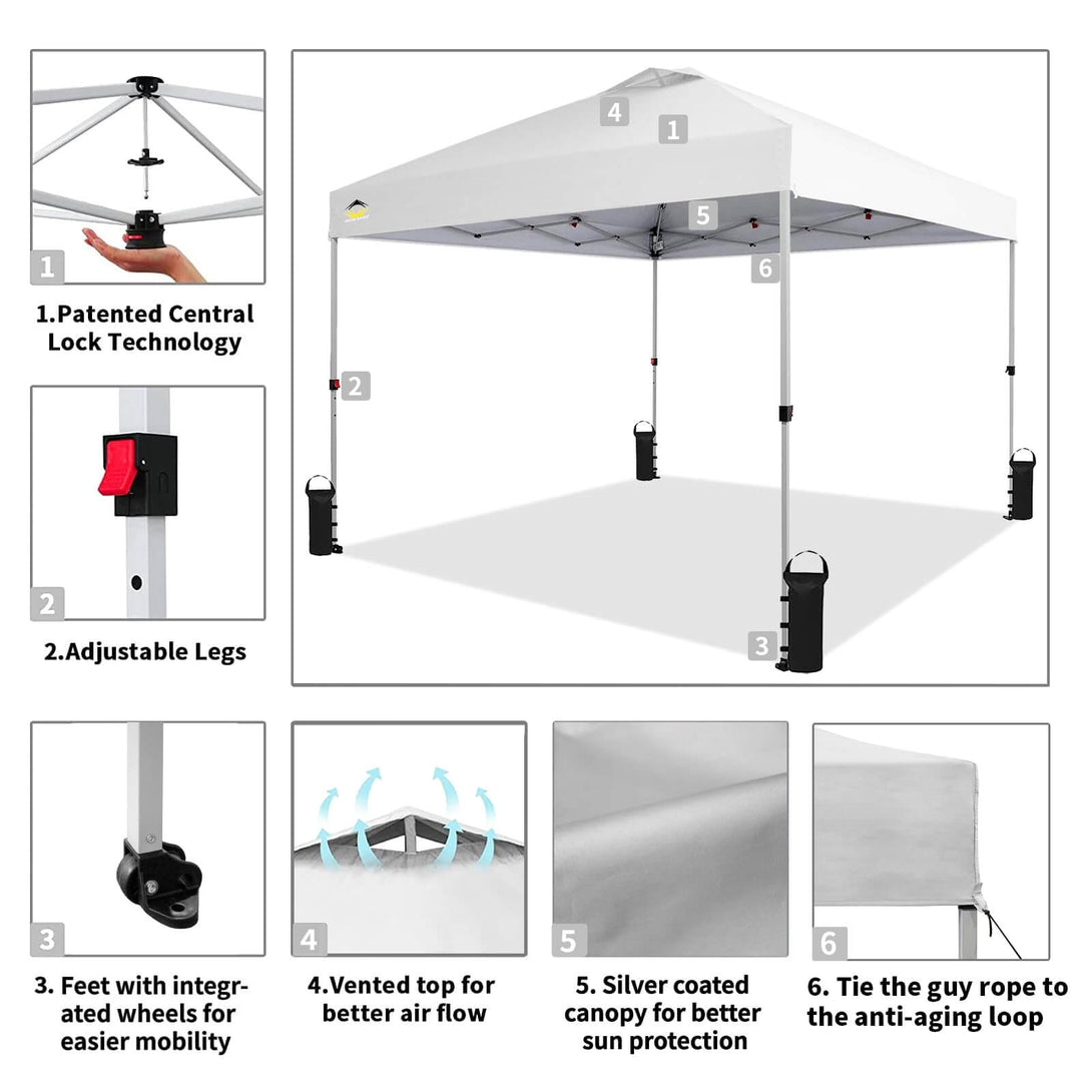 10x10 Recreational Centerlok Canopy - Sto 'N Go, Silver Coated, 150D - RM100H
