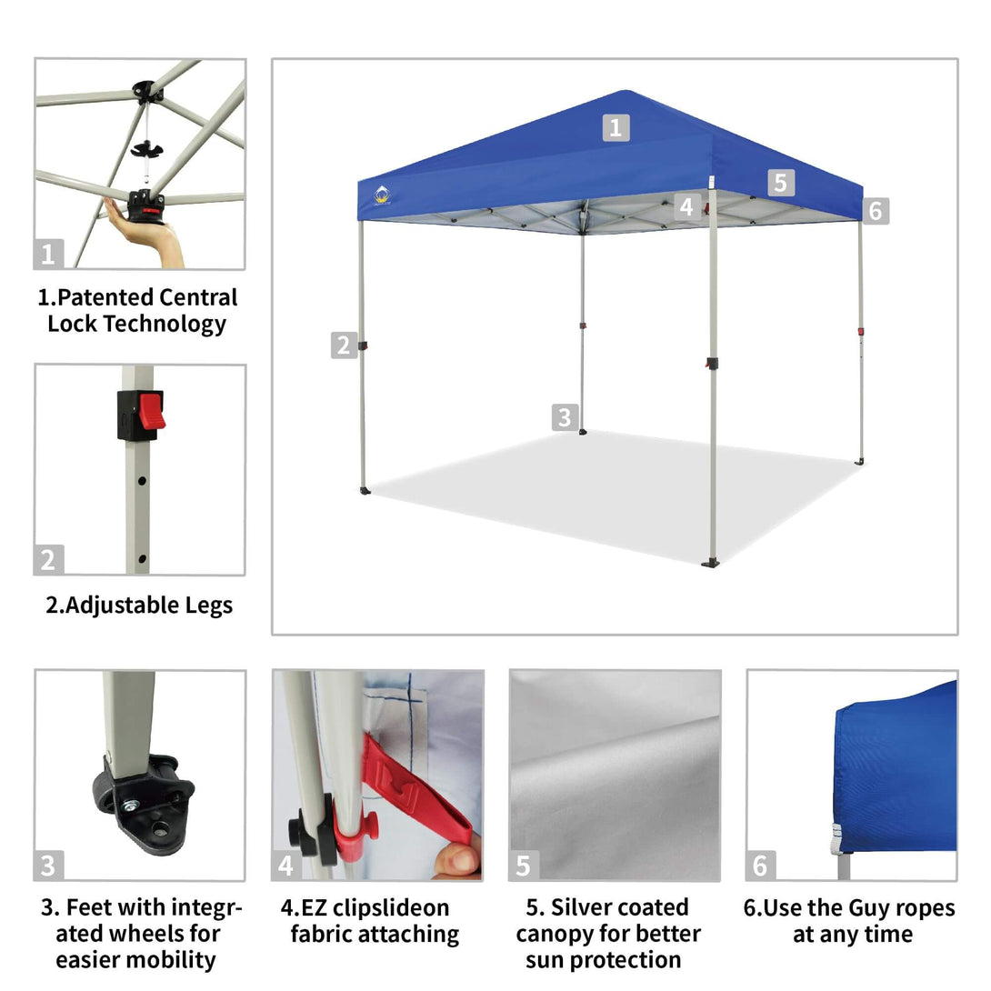Canopée Recreational Centerlok 8x8 - Sto 'N Go, Revêtement Argenté, 150D - RS64F