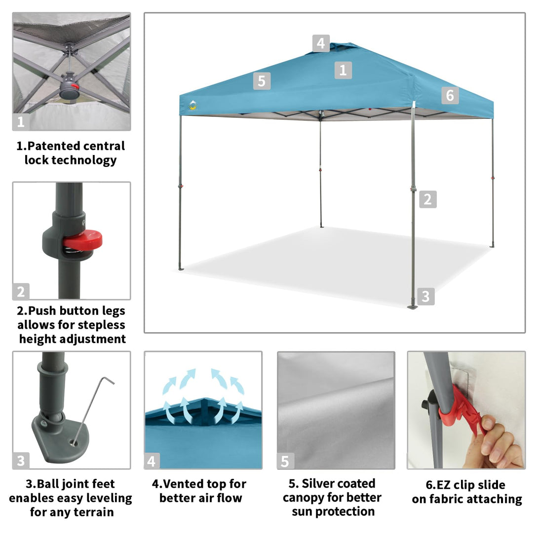 Tente pliante 10x10 - Ombre instantanée pour plage et extérieur