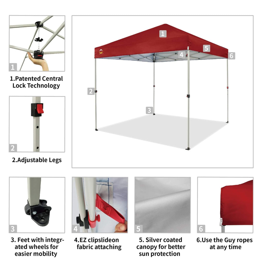 Canopée Recreational Centerlok 8x8 - Sto 'N Go, Revêtement Argenté, 150D - RS64F