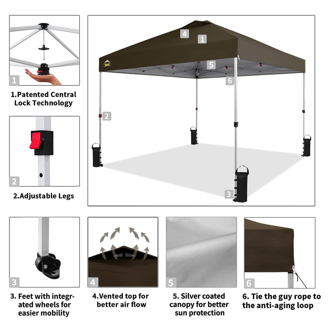 10x10 Recreational Centerlok Canopy - Sto 'N Go, Silver Coated, 150D - RM100H