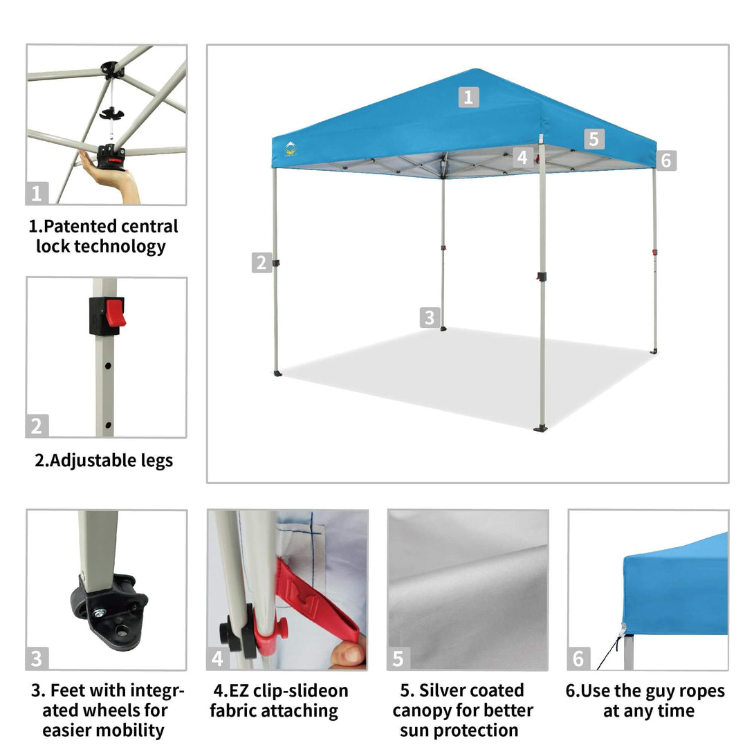 Canopée Recreational Centerlok 8x8 - Sto 'N Go, Revêtement Argenté, 150D - RS64F