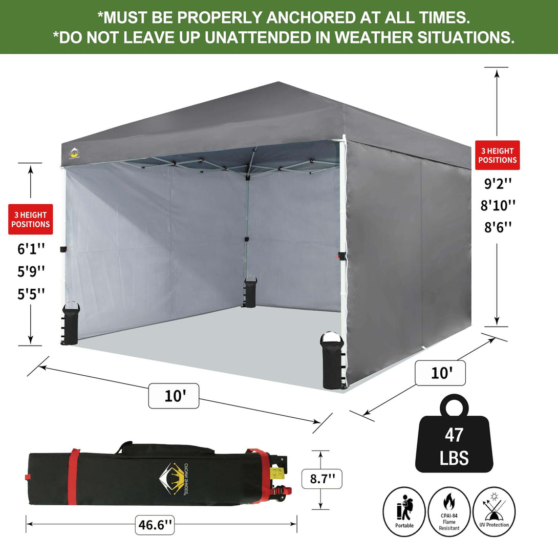 10x10 Commercial CenterLOK™ Canopy & 4 Sidewalls