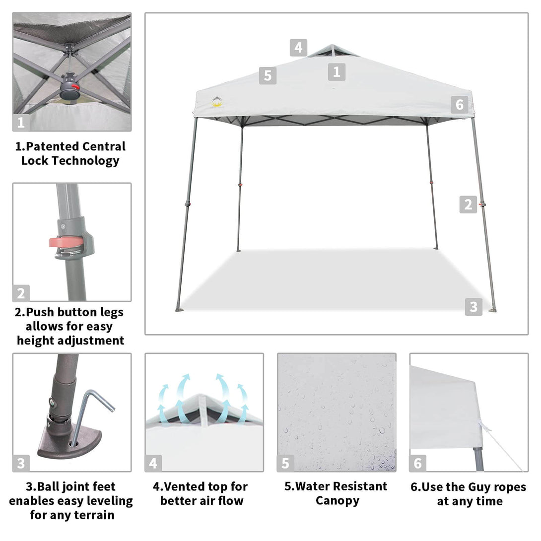 9x9 Pop Up Canopy Tent with Roller Bag – Slant Leg Outdoor Shade for Events & Camping