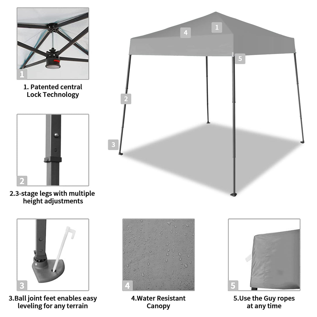 Tente de plage pop-up avec auvent à jambes inclinées 6,5x6,5