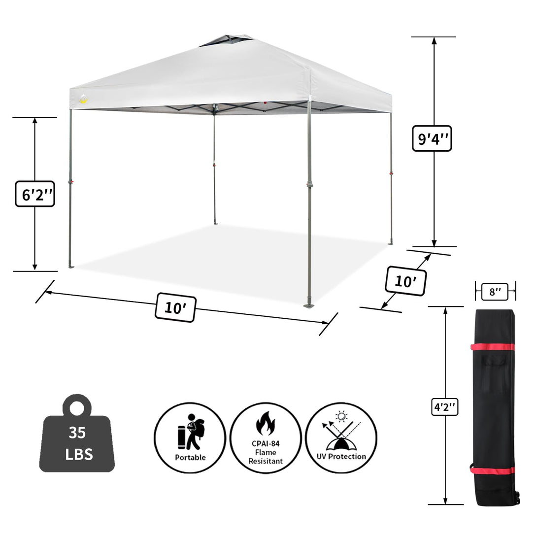 Tente pliante 10x10 - Ombre instantanée pour plage et extérieur