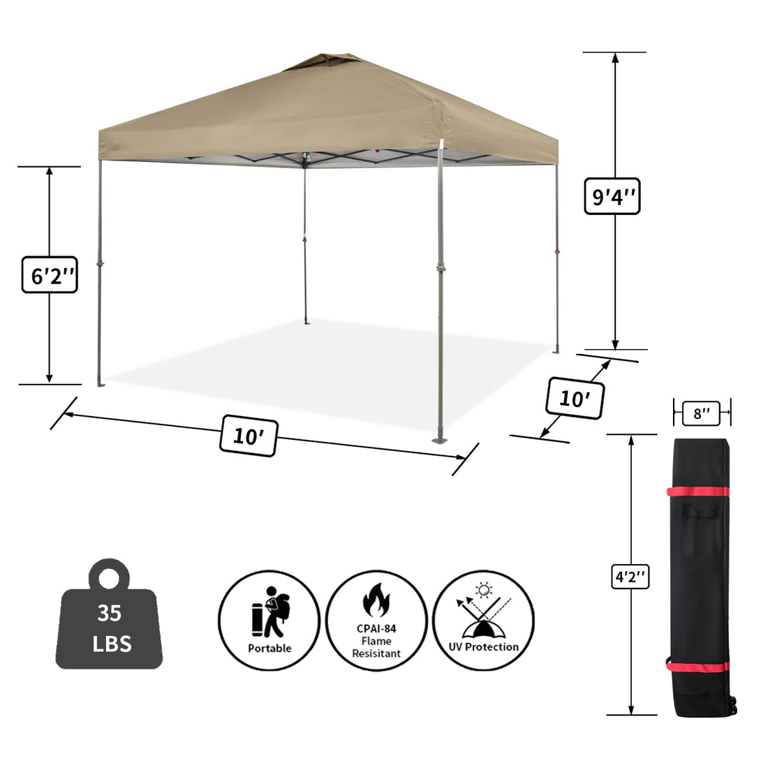 Tente pliante 10x10 - Ombre instantanée pour plage et extérieur