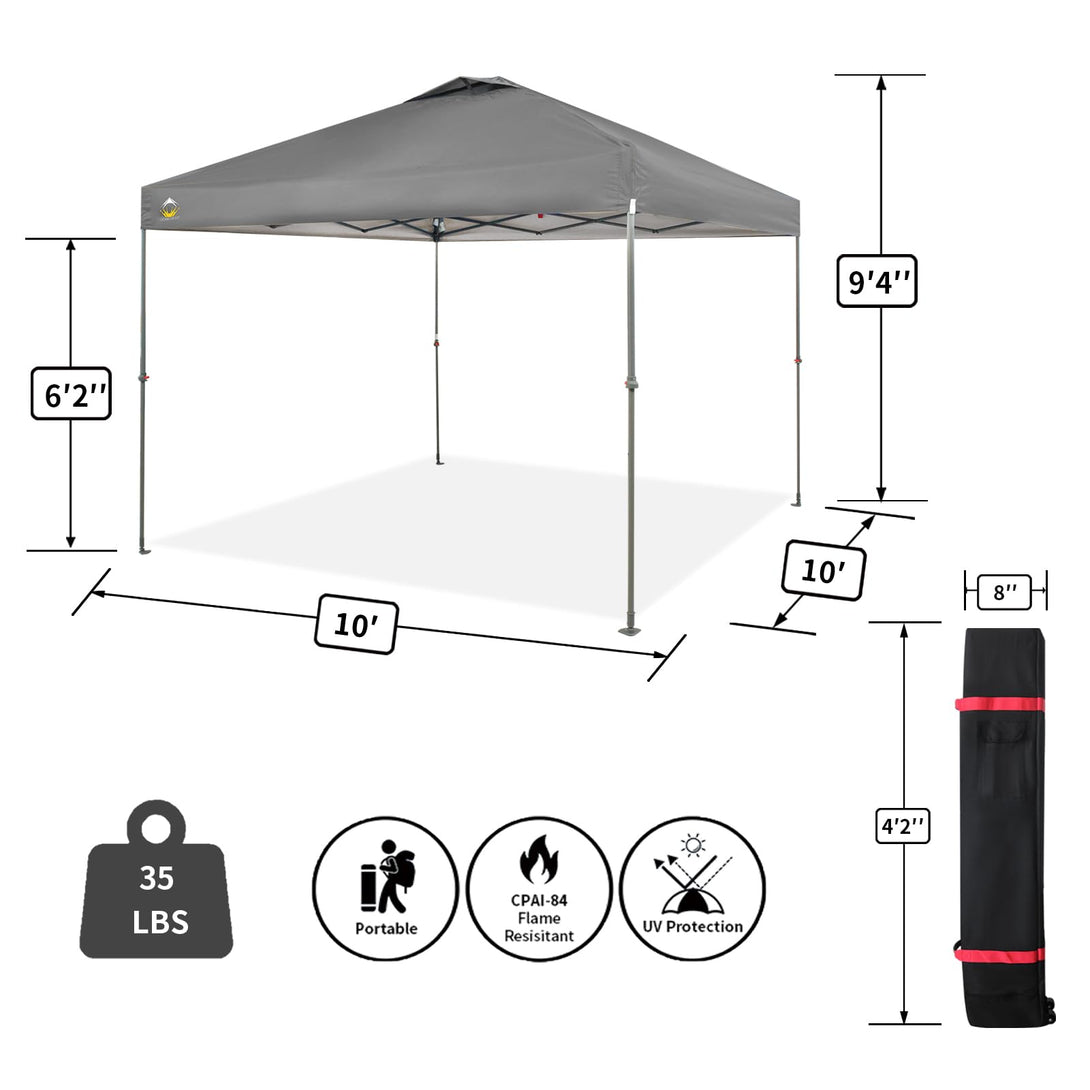 Tente pliante 10x10 - Ombre instantanée pour plage et extérieur
