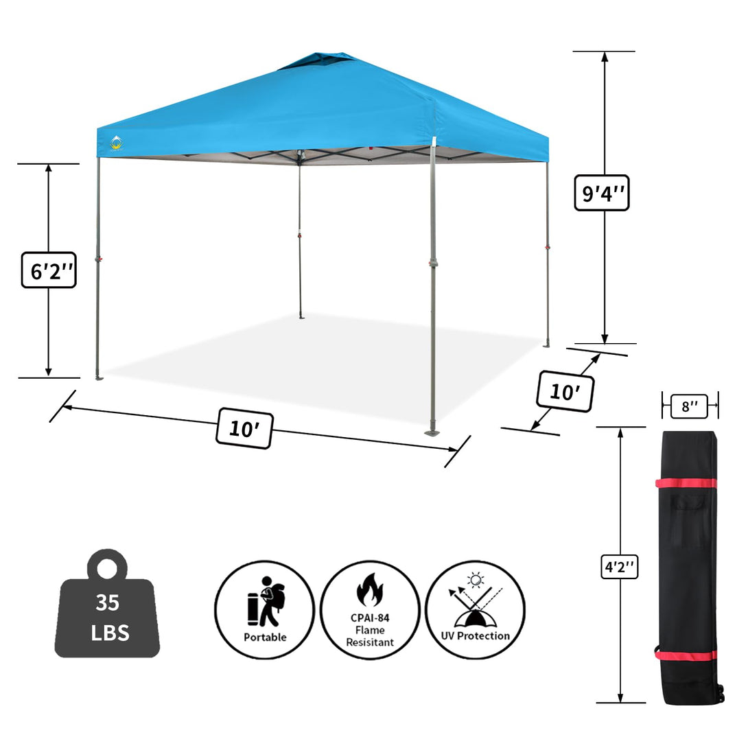 Tente pliante 10x10 - Ombre instantanée pour plage et extérieur