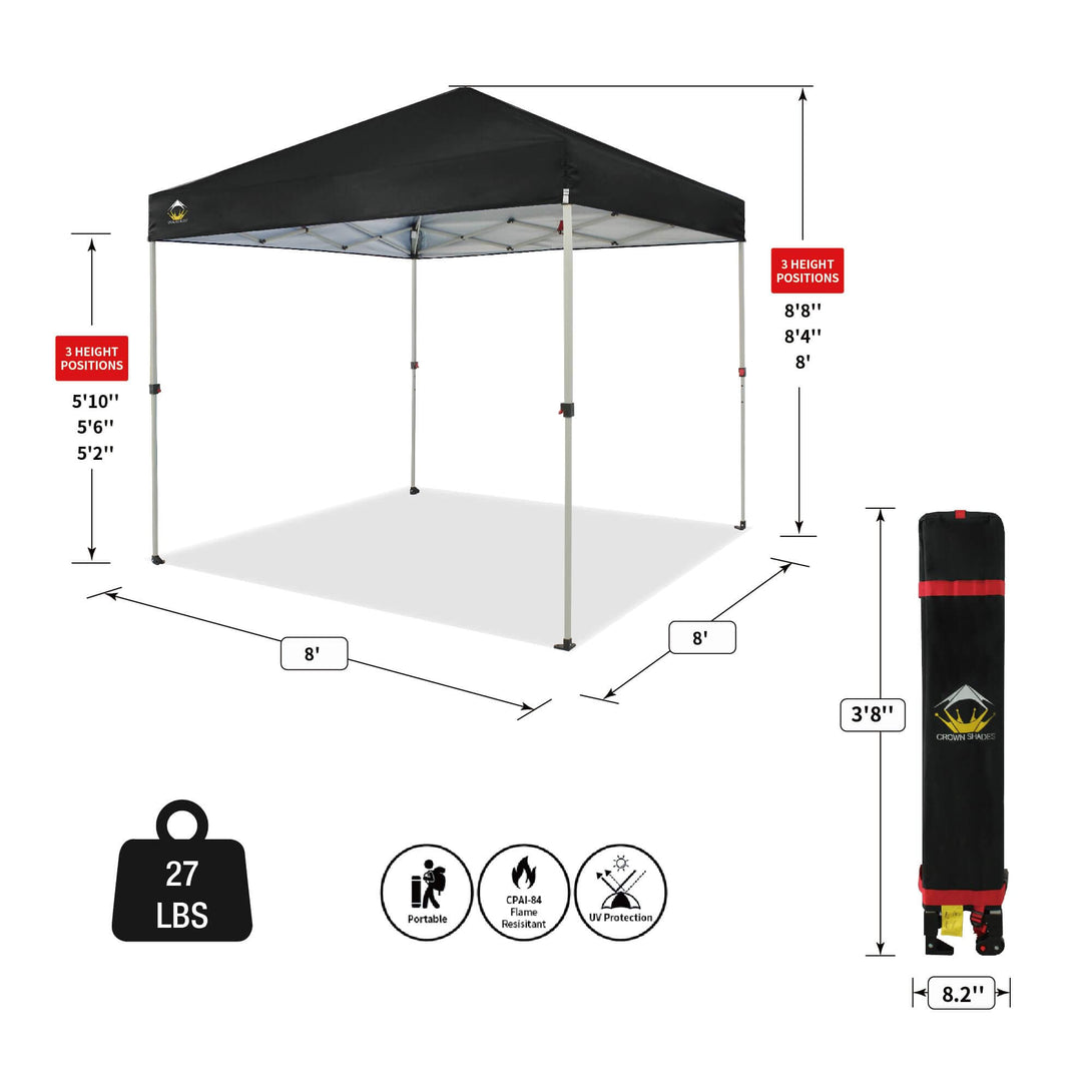 Canopée Recreational Centerlok 8x8 - Sto 'N Go, Revêtement Argenté, 150D - RS64F
