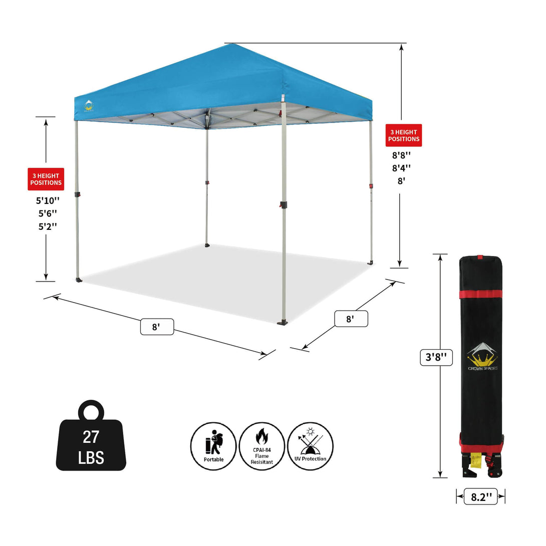 Canopée Recreational Centerlok 8x8 - Sto 'N Go, Revêtement Argenté, 150D - RS64F