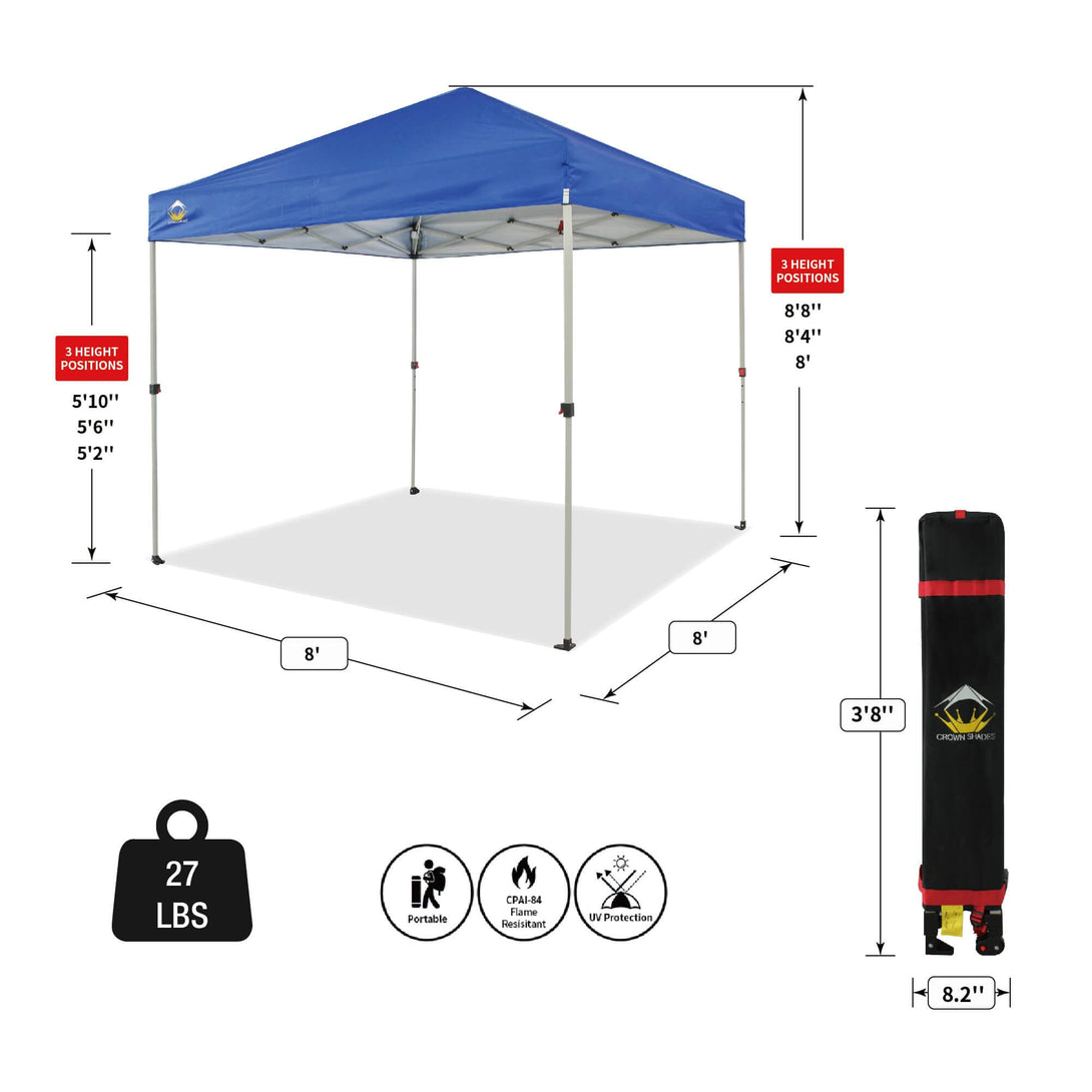 Canopée Recreational Centerlok 8x8 - Sto 'N Go, Revêtement Argenté, 150D - RS64F