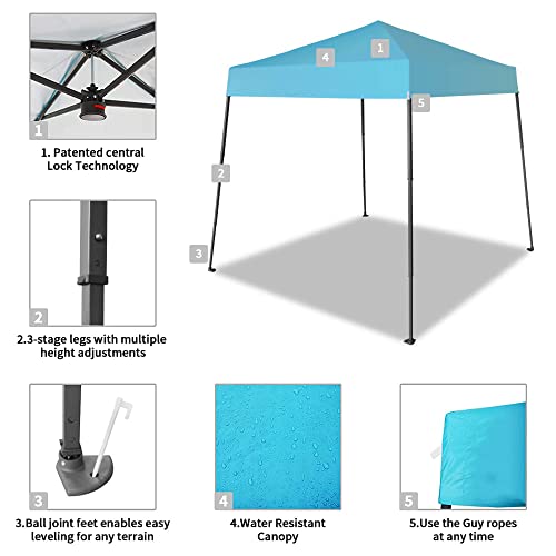 Tente de plage pop-up avec auvent à jambes inclinées 6,5x6,5