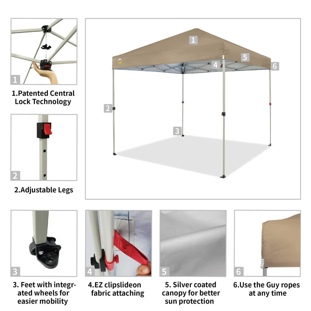 Canopée Recreational Centerlok 8x8 - Sto 'N Go, Revêtement Argenté, 150D - RS64F