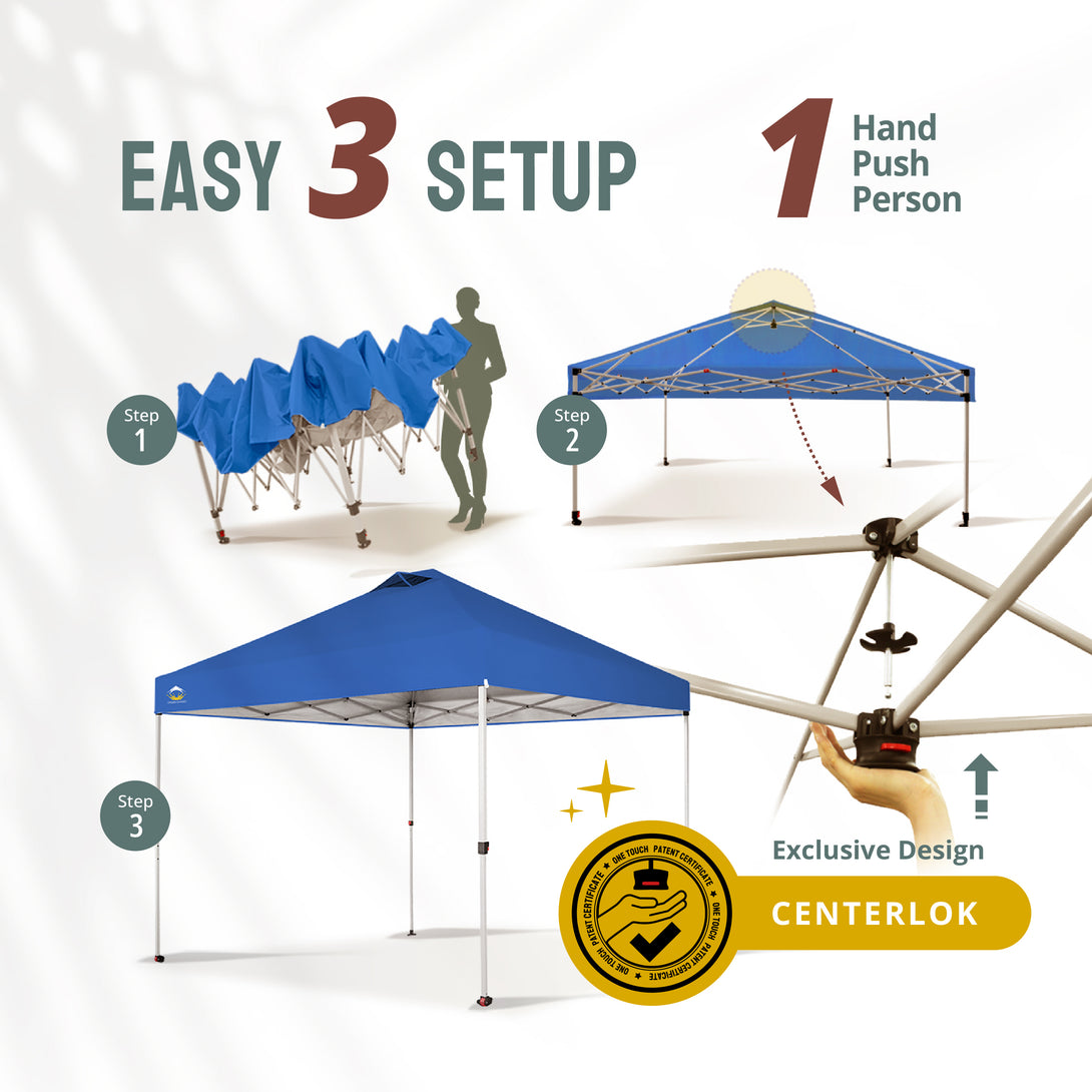 10x10 Recreational Centerlok Canopy - Sto 'N Go, Silver Coated, 150D - RM100H