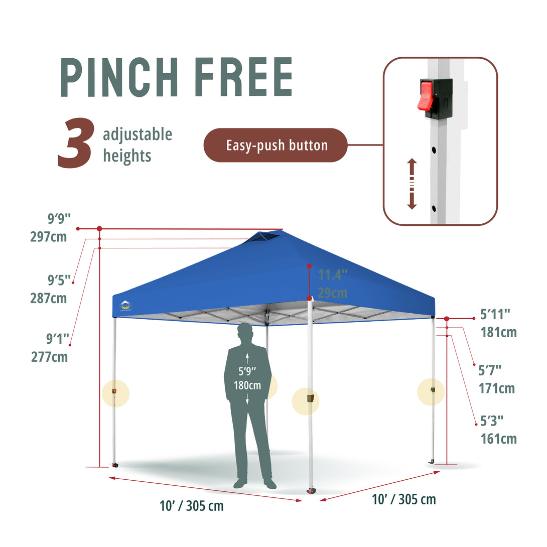 10x10 Recreational Centerlok Canopy - Sto 'N Go, Silver Coated, 150D - RM100H