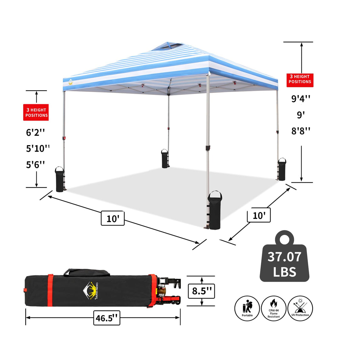 10x10 Recreational Centerlok Canopy - Sto 'N Go, Silver Coated, 150D - RM100H