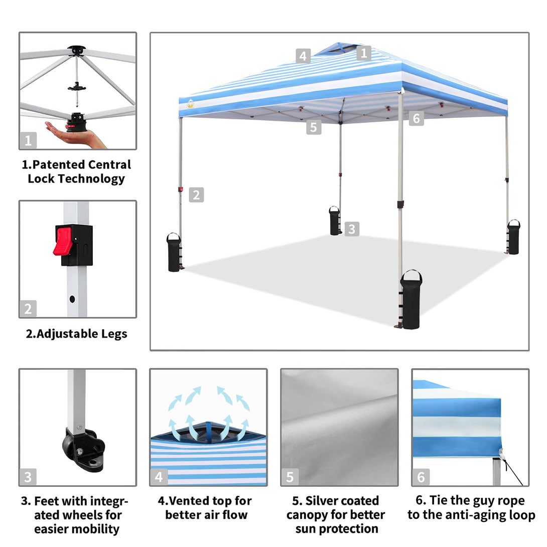 10x10 Recreational Centerlok Canopy - Sto 'N Go, Silver Coated, 150D - RM100H