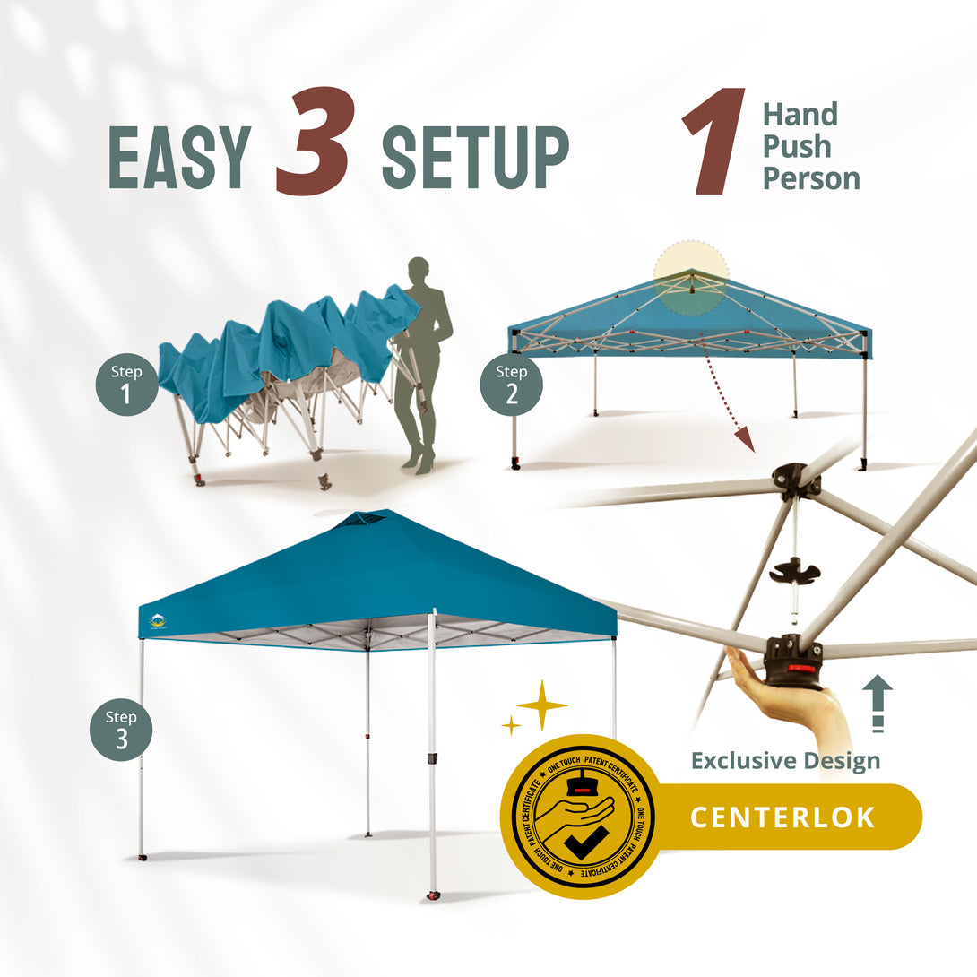 10x10 Recreational Centerlok Canopy - Sto 'N Go, Silver Coated, 150D - RM100H