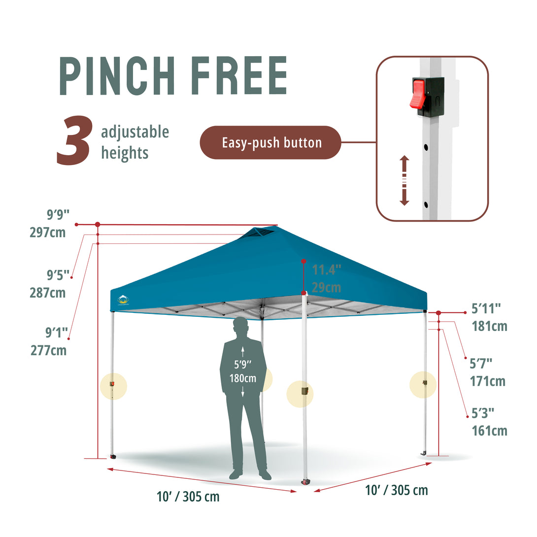 10x10 Recreational Centerlok Canopy - Sto 'N Go, Silver Coated, 150D - RM100H