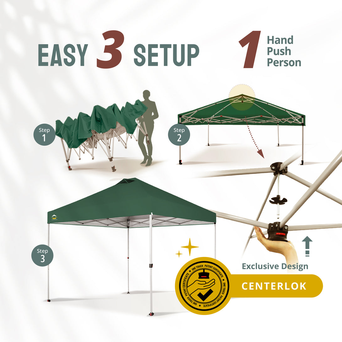 10x10 Recreational Centerlok Canopy - Sto 'N Go, Silver Coated, 150D - RM100H