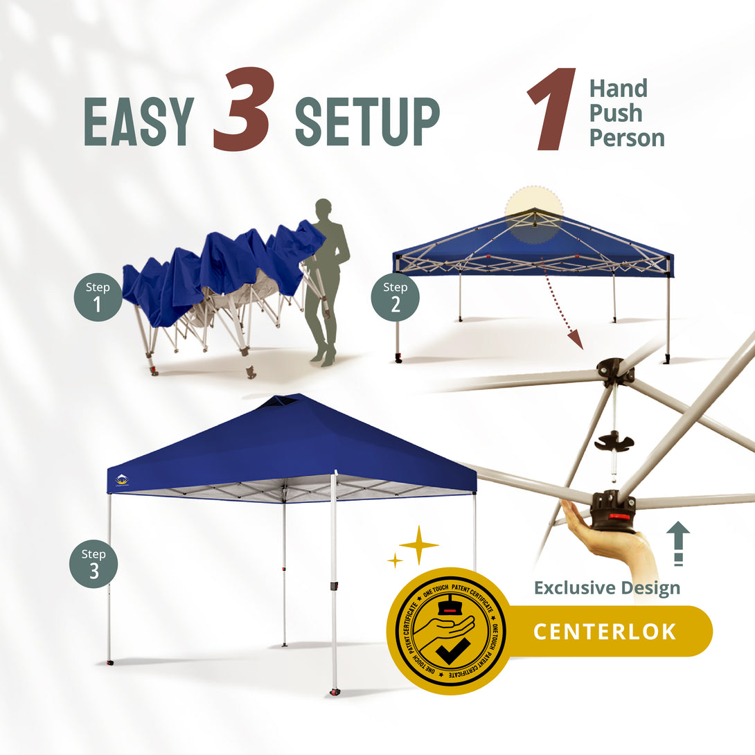 10x10 Recreational Centerlok Canopy - Sto 'N Go, Silver Coated, 150D - RM100H