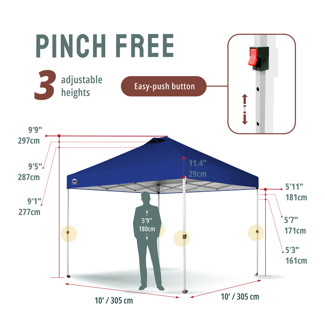 10x10 Recreational Centerlok Canopy - Sto 'N Go, Silver Coated, 150D - RM100H
